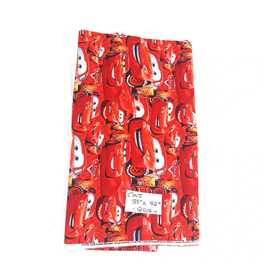 Cars Packed Mcqueen Disney Pixar 2014 Red Cotton Fabric 1 Pc 30x42 Craft Sewing
